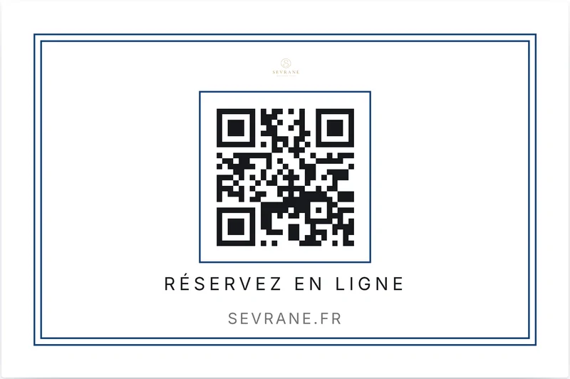 Verso avec le code QR qui mène à la réservation en ligne